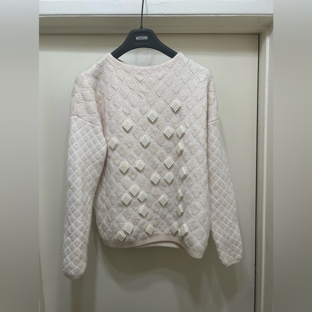 Pringle of Scotland Merino Wool Womens Sweater Medium 3D Embellishments Argyle